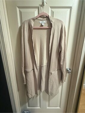 Magaschoni Neutral Cream Open Cardigan with Pockets